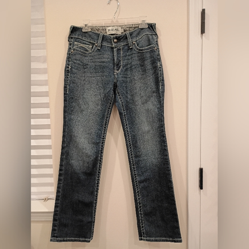 Ariat R.E.A.L. Women's Mid Rise Straight Leg Stretch Icon Stackable Jeans (30S)